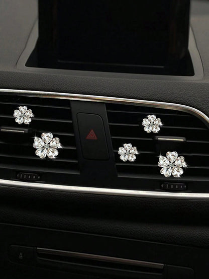 5pcs Heart And Five-Petal Flower Shaped Car Air Vent Clip Fragrance Decorations, Car Interior Air Conditioning Decoration
