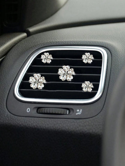5pcs Heart And Five-Petal Flower Shaped Car Air Vent Clip Fragrance Decorations, Car Interior Air Conditioning Decoration