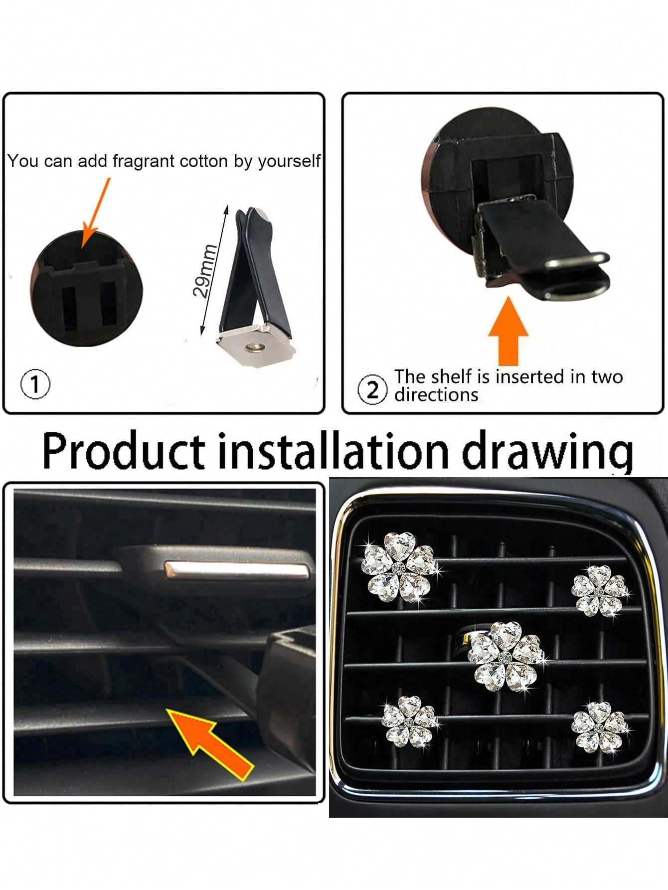 5pcs Heart And Five-Petal Flower Shaped Car Air Vent Clip Fragrance Decorations, Car Interior Air Conditioning Decoration