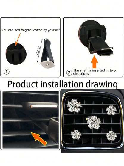 5pcs Heart And Five-Petal Flower Shaped Car Air Vent Clip Fragrance Decorations, Car Interior Air Conditioning Decoration