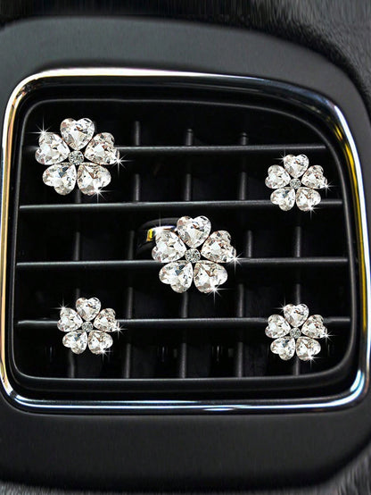 5pcs Heart And Five-Petal Flower Shaped Car Air Vent Clip Fragrance Decorations, Car Interior Air Conditioning Decoration