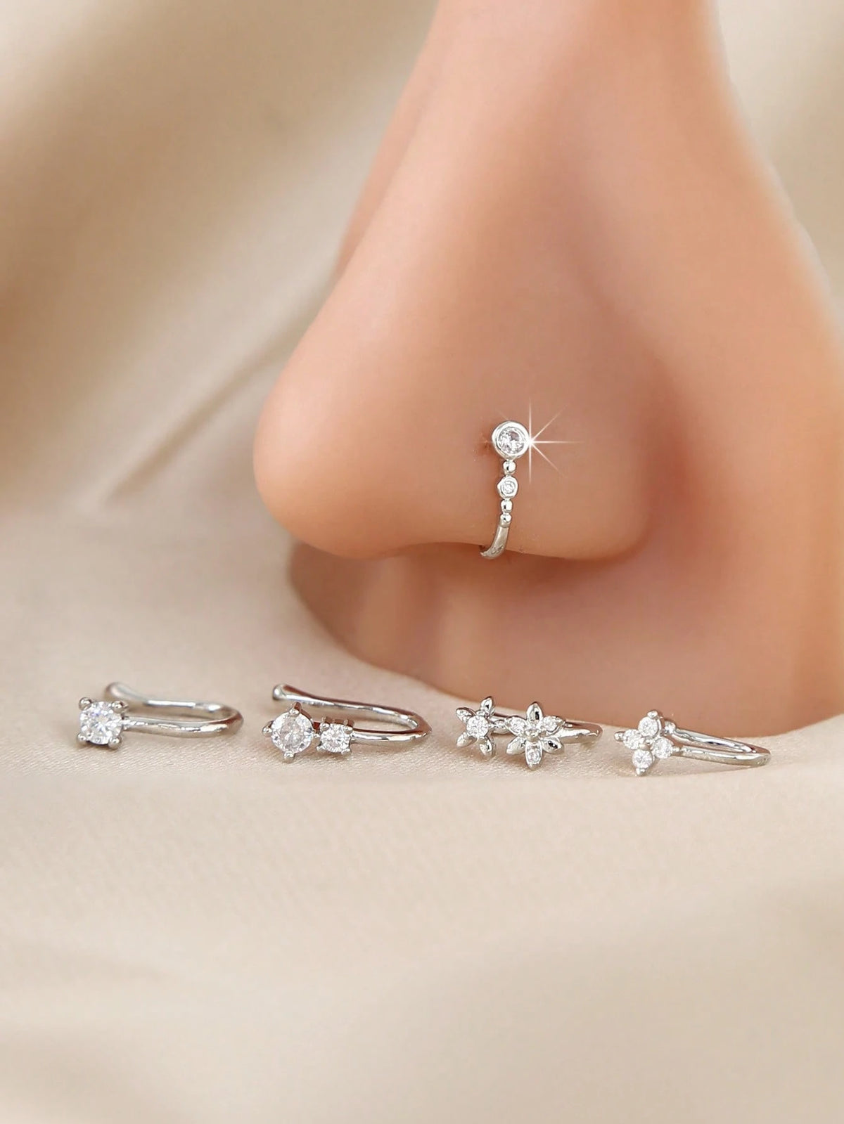 5pcs Nose Clips, Fake Nose Piercing Nose Rings, Suitable For Daily Wear, Vacation, Gift