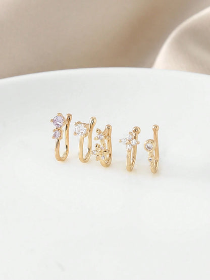5pcs Nose Clips, Fake Nose Piercing Nose Rings, Suitable For Daily Wear, Vacation, Gift