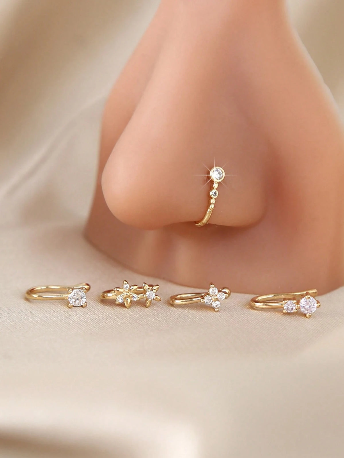 5pcs Nose Clips, Fake Nose Piercing Nose Rings, Suitable For Daily Wear, Vacation, Gift