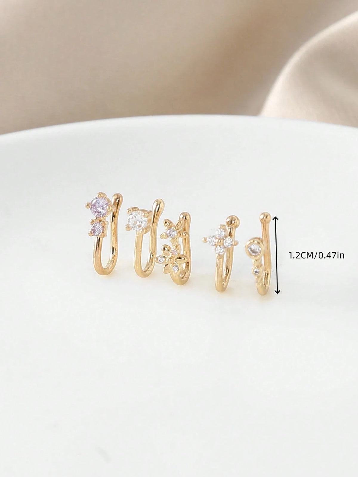 5pcs Nose Clips, Fake Nose Piercing Nose Rings, Suitable For Daily Wear, Vacation, Gift