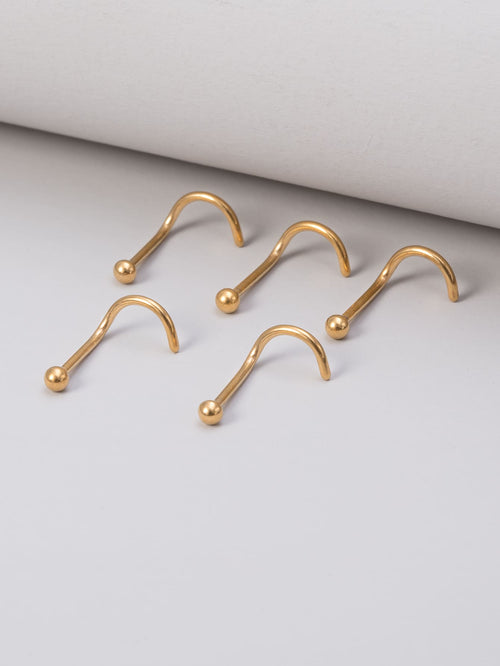 5pcs Nose Piercing Screw Ring Stud Bar Ball