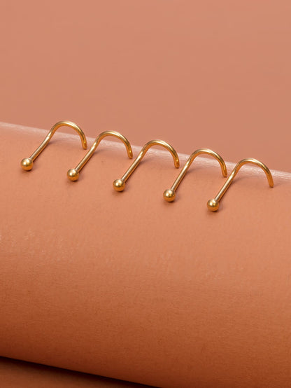 5pcs Nose Piercing Screw Ring Stud Bar Ball