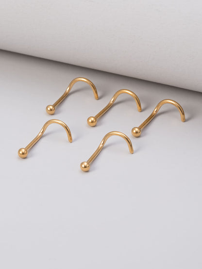 5pcs Nose Piercing Screw Ring Stud Bar Ball