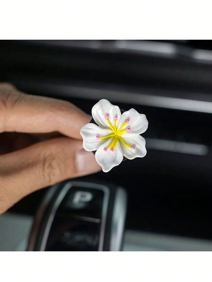 5pcs/Set Fresh Peach Blossom Decoration Car Air Vent Clip, Car Air Freshener Decor