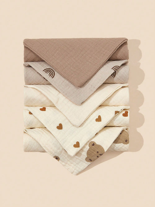 5pcs/Set Gauze Handkerchief Square Towels For Feeding