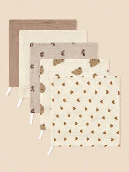5pcs/Set Gauze Handkerchief Square Towels For Feeding
