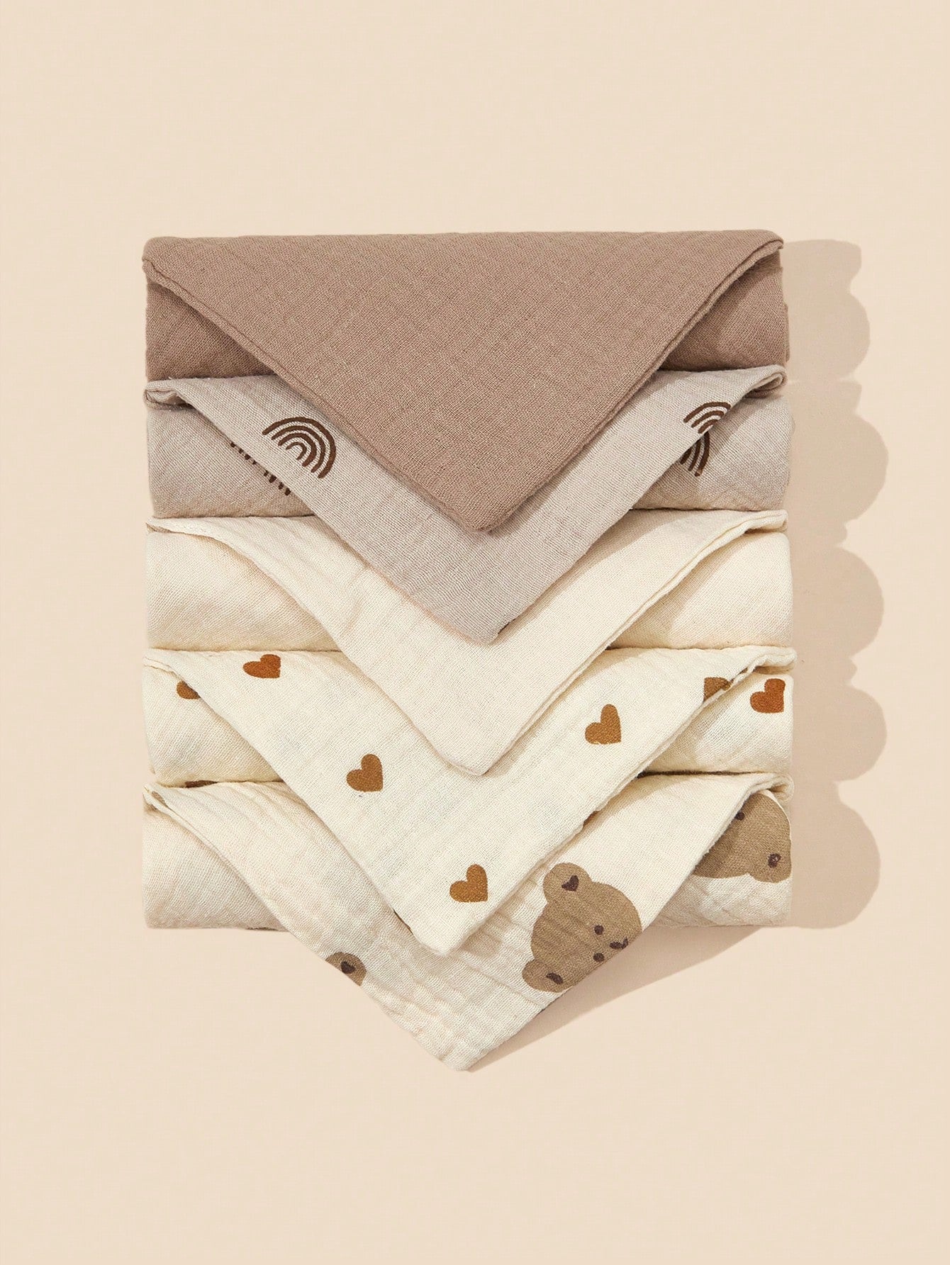 5pcs/Set Gauze Handkerchief Square Towels For Feeding