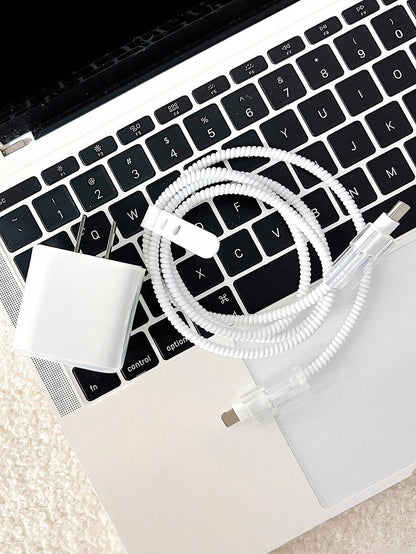 5pcs Transparent Minimalist Charger Protective Covers, Compatible With 18W/20W, Charging Cable Protective Covers, Charging Head Protective Covers, TPU Material Anti-Fouling Anti-Crack Cable Protective