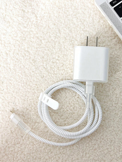 5pcs Transparent Minimalist Charger Protective Covers, Compatible With 18W/20W, Charging Cable Protective Covers, Charging Head Protective Covers, TPU Material Anti-Fouling Anti-Crack Cable Protective