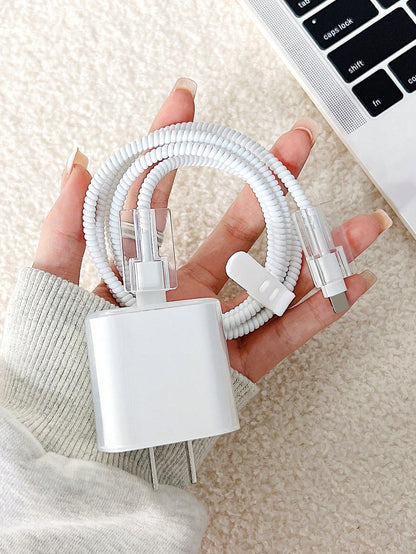 5pcs Transparent Minimalist Charger Protective Covers, Compatible With 18W/20W, Charging Cable Protective Covers, Charging Head Protective Covers, TPU Material Anti-Fouling Anti-Crack Cable Protective