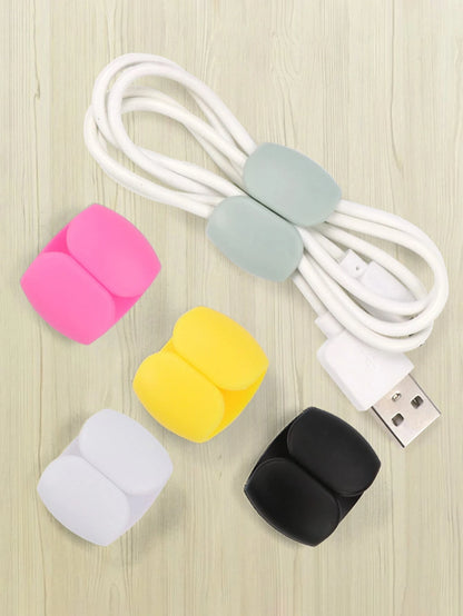 5pcs Travel Data Cable Organizer Clips, Earphone & Charging Cable Winder Holder, Minimalist Multi-Function Cord Wrap
