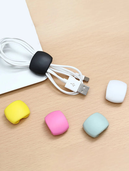 5pcs Travel Data Cable Organizer Clips, Earphone & Charging Cable Winder Holder, Minimalist Multi-Function Cord Wrap