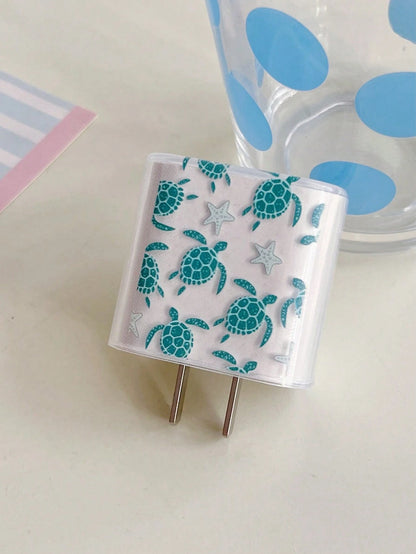 5pcs Turtle Pattern 20W Charger Protector Set, Compatible With IPhone 17/16/17 Pro Max/15/14/13/11 Charger Case, Data Cable Protective Cord, Prevents Breakage, Transparent TPU Soft Case
