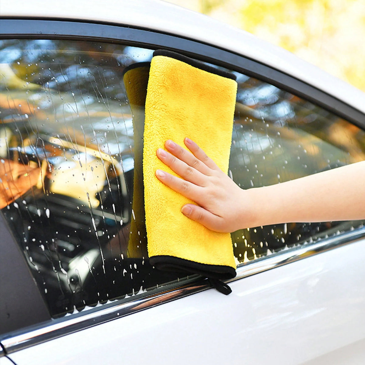 5pcs Ultra Soft Microfiber Car Wash Towels, Edged Car Cleaning Drying Cloths, Car Detailing Care Towels, Car Accessories