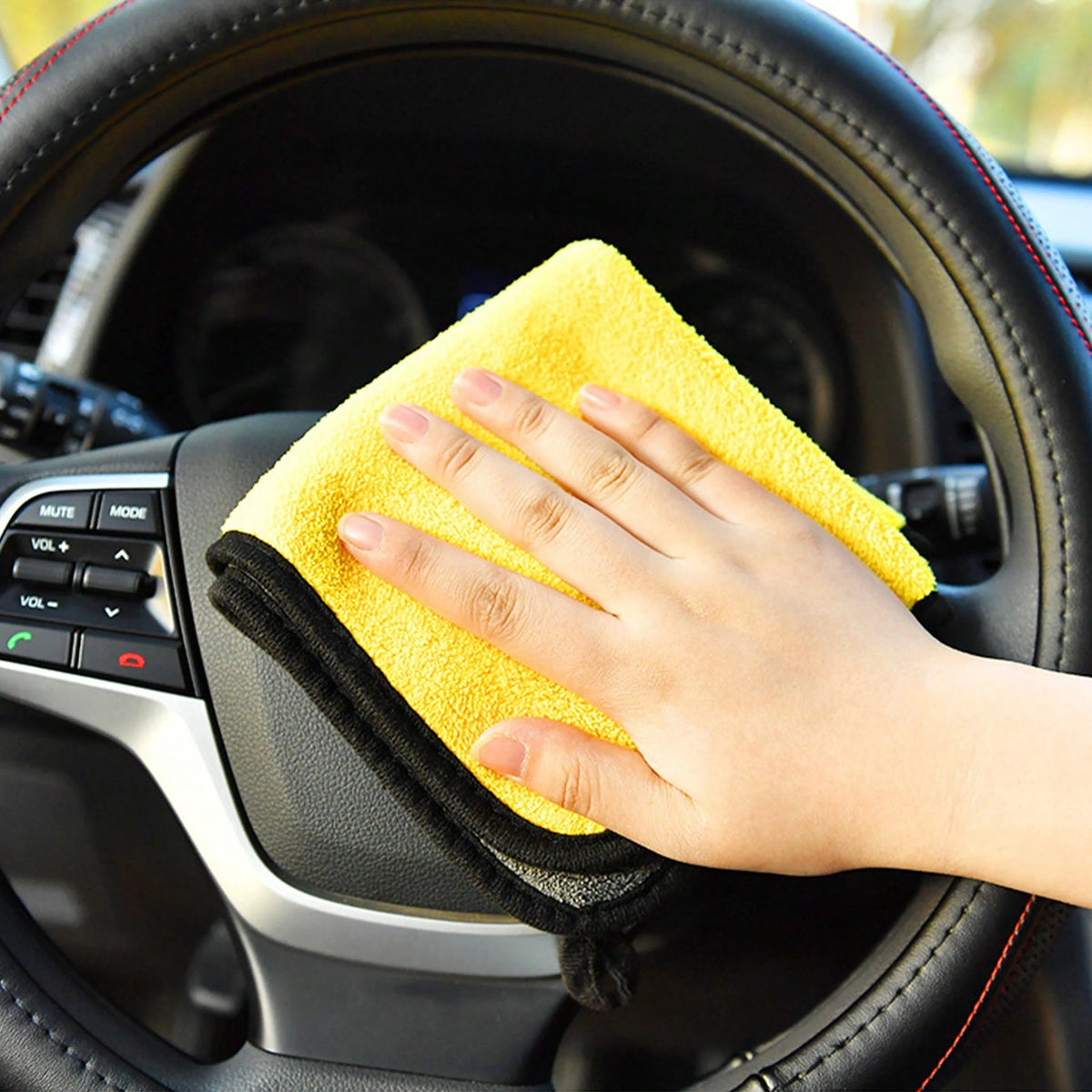 5pcs Ultra Soft Microfiber Car Wash Towels, Edged Car Cleaning Drying Cloths, Car Detailing Care Towels, Car Accessories