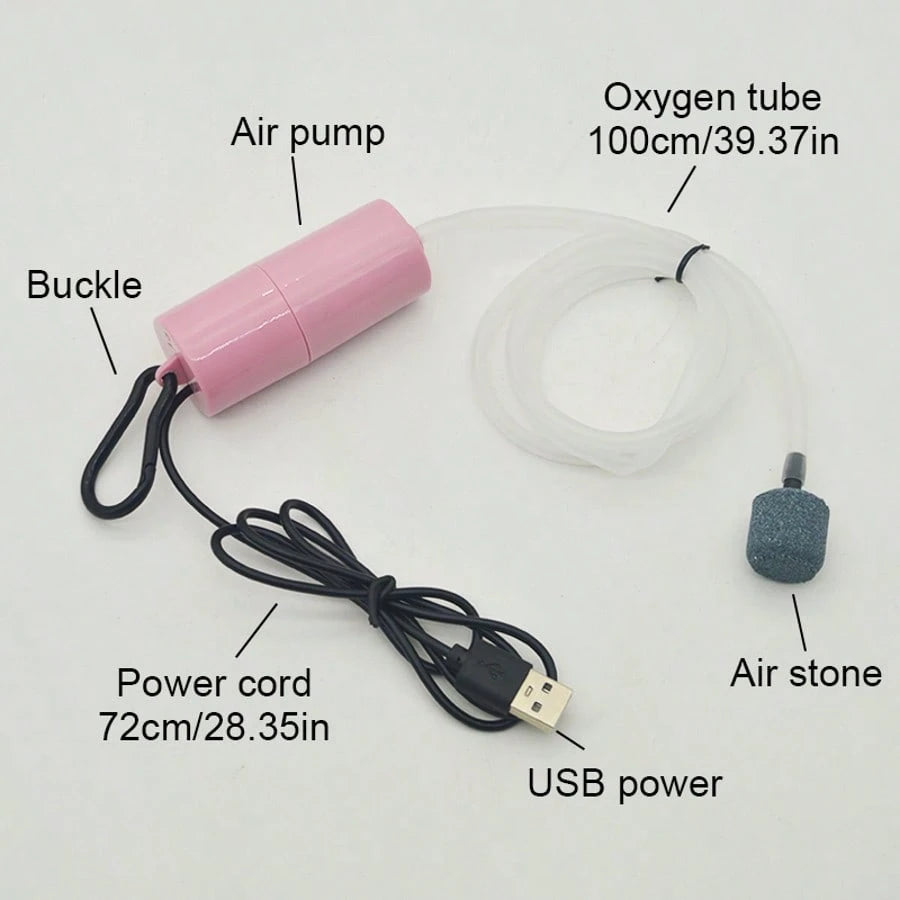 5V 1W USB Quiet Air Pump, Mini Portable Aquarium Oxygenator, Fish Tank Air Compressor Accessories