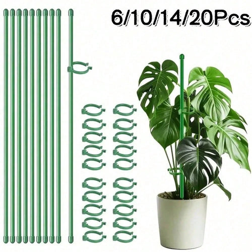 6/10/14/20Pcs Plant Stakes, Green Plant Sticks Support, Plant Support Stakes Suitable For Indoor And Outdoor Plants, Green Plant Stick Support For Potted Tomato Peony Lily Rose And Other Plants Floral