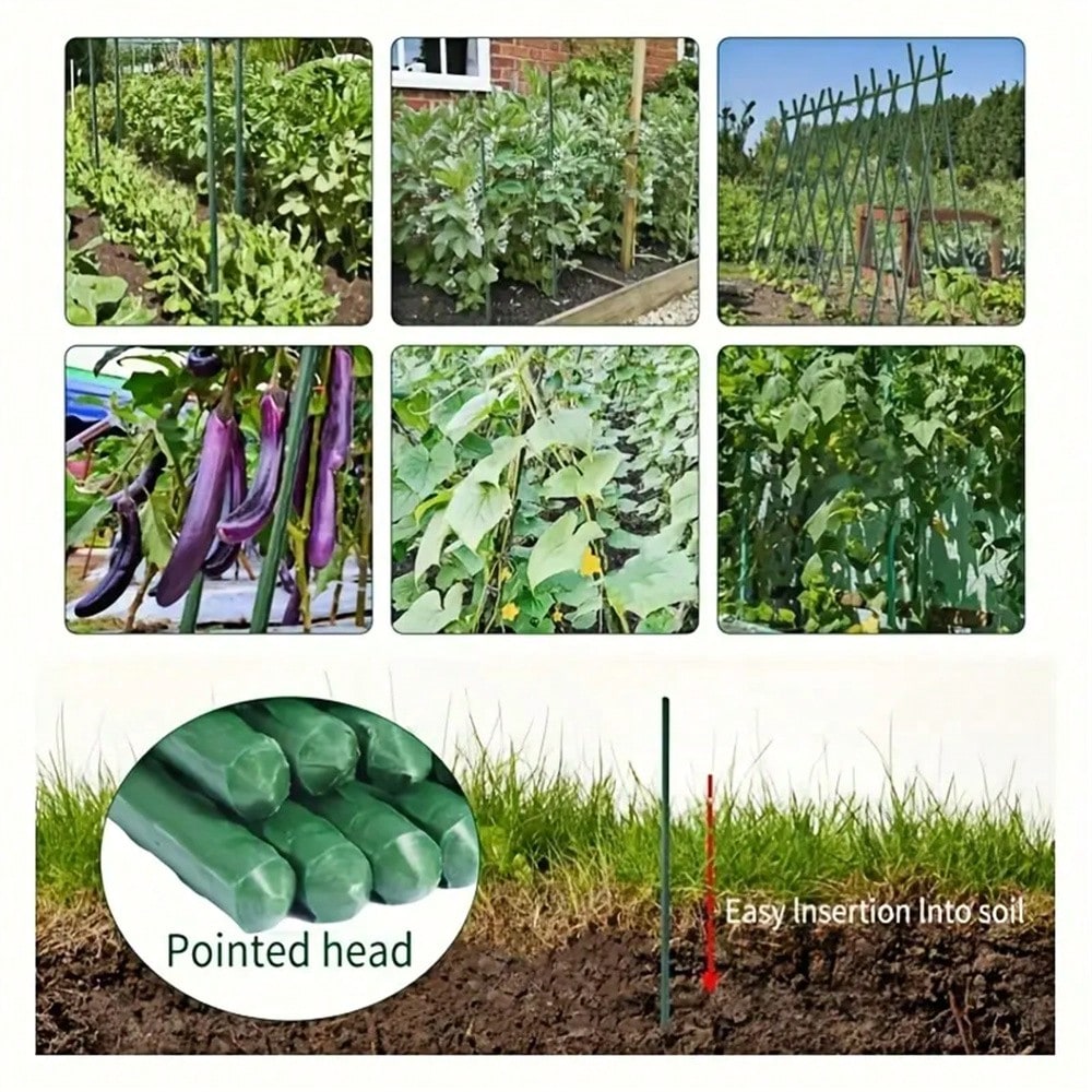 6/10/14/20Pcs Plant Stakes, Green Plant Sticks Support, Plant Support Stakes Suitable For Indoor And Outdoor Plants, Green Plant Stick Support For Potted Tomato Peony Lily Rose And Other Plants Floral