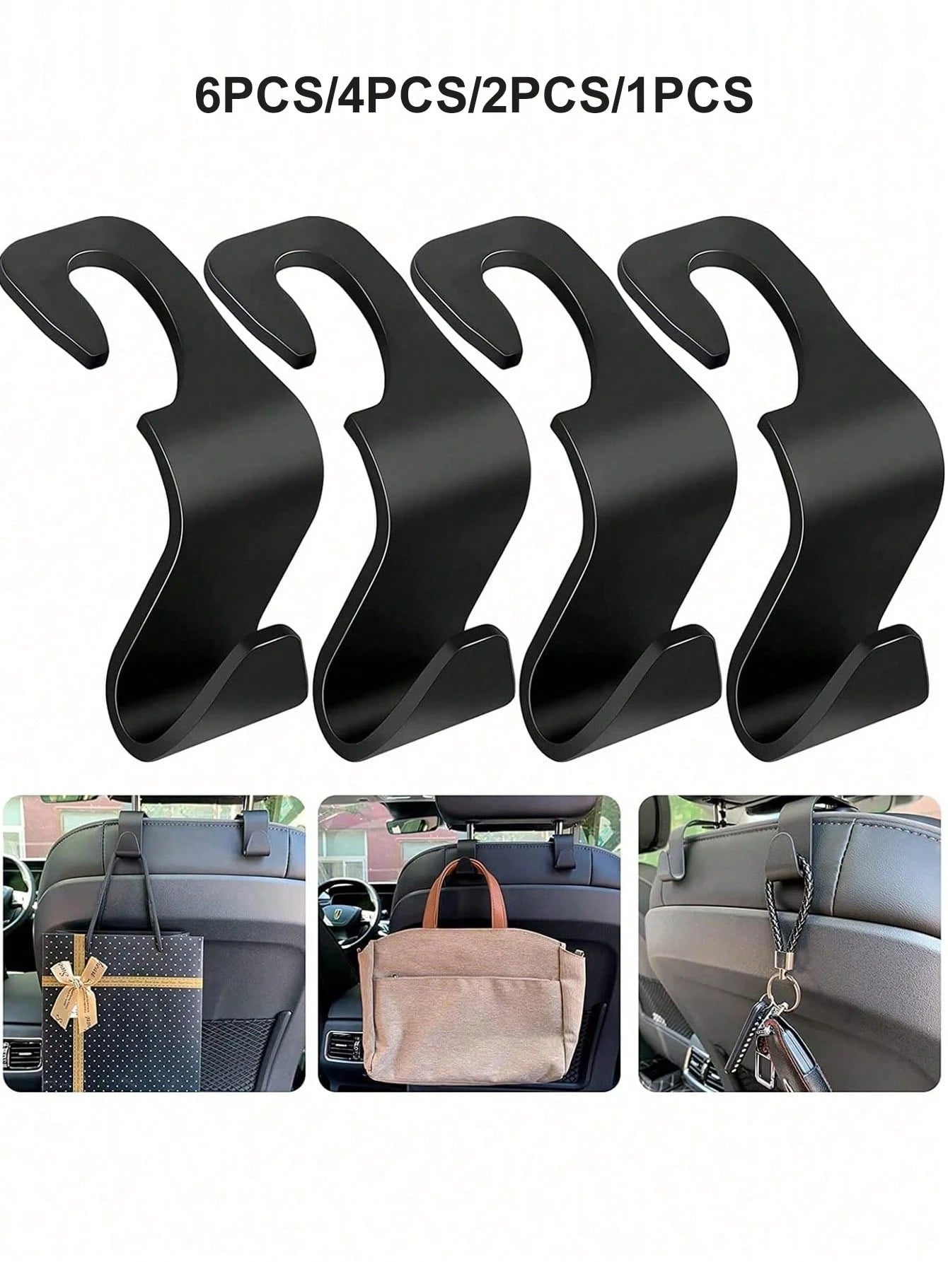 6/2/1pc Car Seat Headrest Hooks, Universal For Front Seats, Car Hooks, Car Hangers, Car Seat Hooks, Universal For Rear Seats, Car Headrest Hooks, Universal Car Interior Accessories, Give These Car Hoo