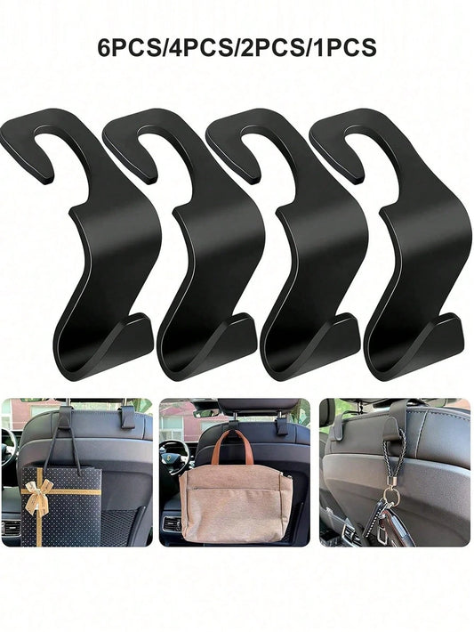 6/2/1pc Car Seat Headrest Hooks, Universal For Front Seats, Car Hooks, Car Hangers, Car Seat Hooks, Universal For Rear Seats, Car Headrest Hooks, Universal Car Interior Accessories, Give These Car Hoo