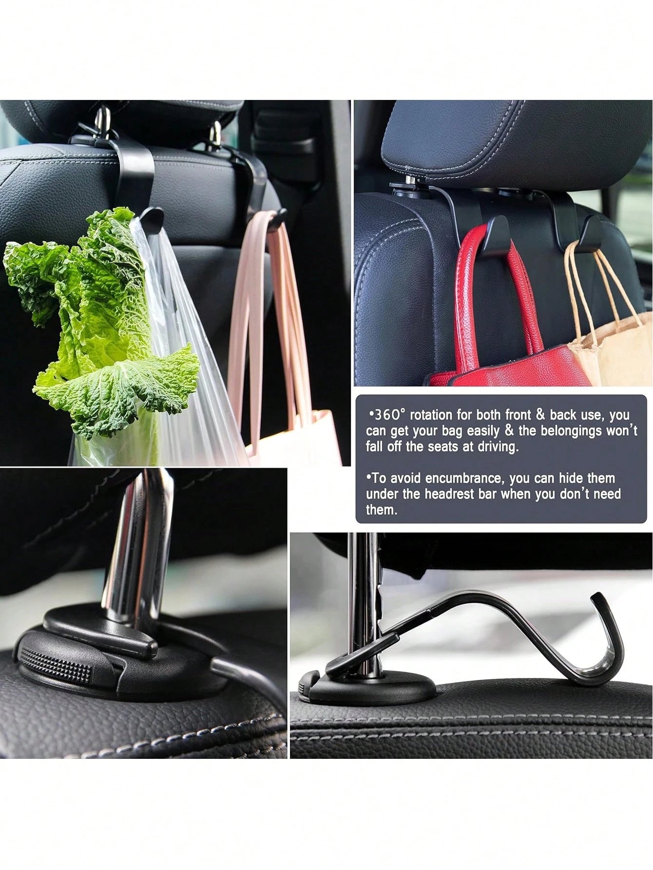 6/2/1pc Car Seat Headrest Hooks, Universal For Front Seats, Car Hooks, Car Hangers, Car Seat Hooks, Universal For Rear Seats, Car Headrest Hooks, Universal Car Interior Accessories, Give These Car Hoo