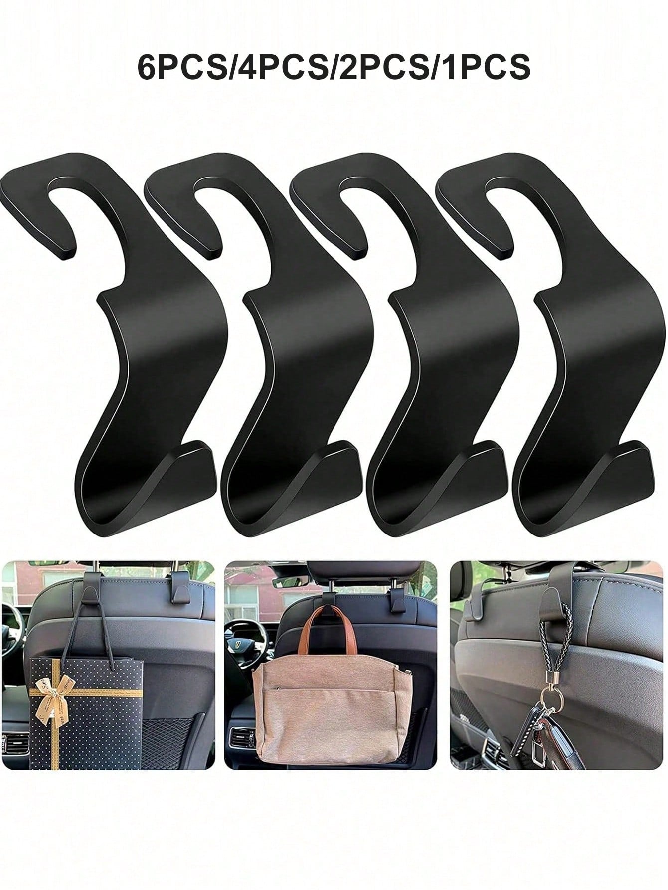 6/2/1pc Car Seat Headrest Hooks, Universal For Front Seats, Car Hooks, Car Hangers, Car Seat Hooks, Universal For Rear Seats, Car Headrest Hooks, Universal Car Interior Accessories, Give These Car Hoo