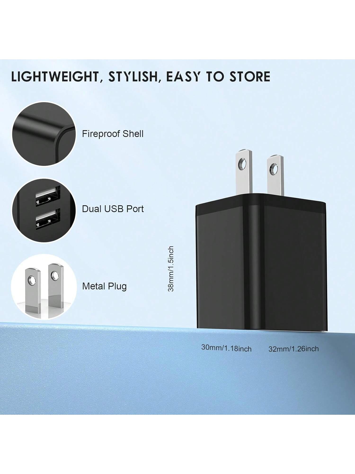 6 Color 5V 2.1A Dual USB Port Wall Charger, Latest Cube Plug Adapter Fast Phone Charger Block Charging Box Tiles, Compatible With Iphone 1514/14pro/14pro Max/13, Pixel, Android Super Fast Charger Comp