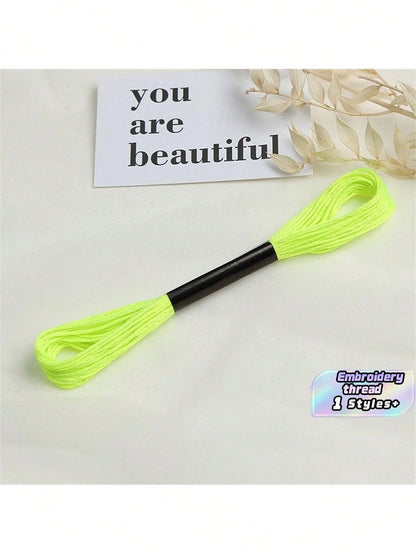 6 Colors, 4 Strands Each, 24 Strands Per Pack, Cross-Stitch Thread, Fluorescent Colors