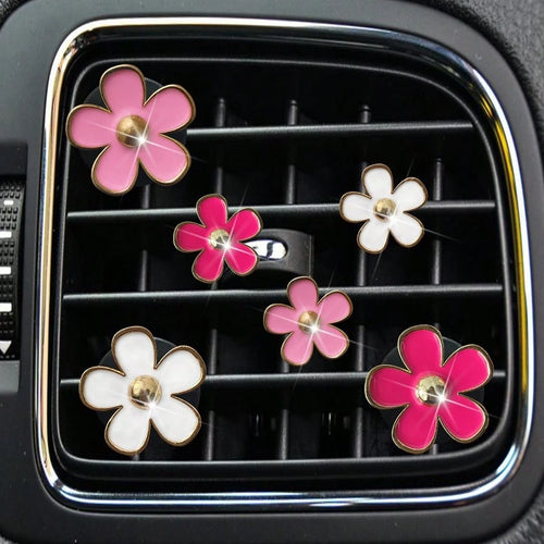 6-Piece Alloy Daisy Car Air Vent Aromatherapy Decorative Clip Car Air Conditioning Decorative Supplies