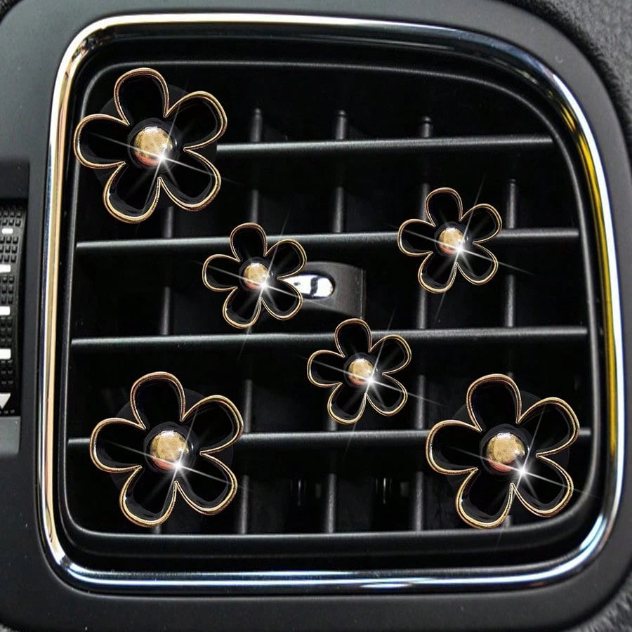 6-Piece Alloy Daisy Car Air Vent Aromatherapy Decorative Clip Car Air Conditioning Decorative Supplies