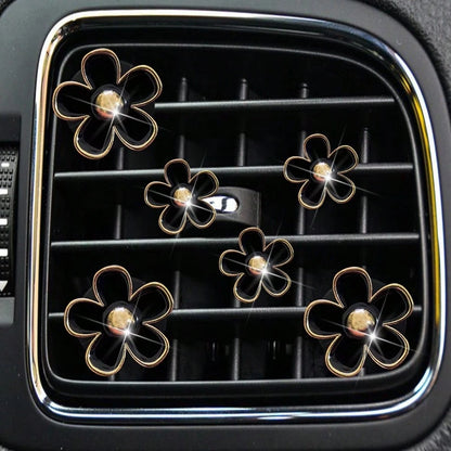 6-Piece Alloy Daisy Car Air Vent Aromatherapy Decorative Clip Car Air Conditioning Decorative Supplies
