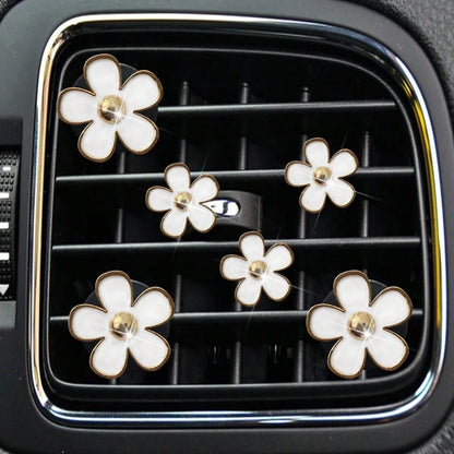 6-Piece Alloy Daisy Car Air Vent Aromatherapy Decorative Clip Car Air Conditioning Decorative Supplies