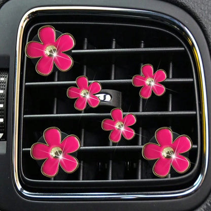 6-Piece Alloy Daisy Car Air Vent Aromatherapy Decorative Clip Car Air Conditioning Decorative Supplies