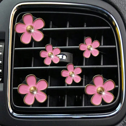 6-Piece Alloy Daisy Car Air Vent Aromatherapy Decorative Clip Car Air Conditioning Decorative Supplies