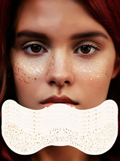 6 Sheets Gold Freckles Glitter Freckles Gold Sparkle Freckles For Women Glitter Freckles Face Tattoo Waterproof Suitable For Dance Music Party Makeup Summer Valentine Day Easter Accessories