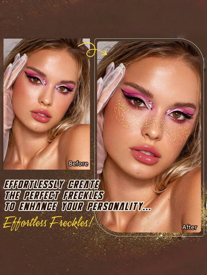 6 Sheets Gold Freckles Glitter Freckles Gold Sparkle Freckles For Women Glitter Freckles Face Tattoo Waterproof Suitable For Dance Music Party Makeup Summer Valentine Day Easter Accessories