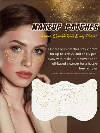 6 Sheets Gold Freckles Glitter Freckles Gold Sparkle Freckles For Women Glitter Freckles Face Tattoo Waterproof Suitable For Dance Music Party Makeup Summer Valentine Day Easter Accessories