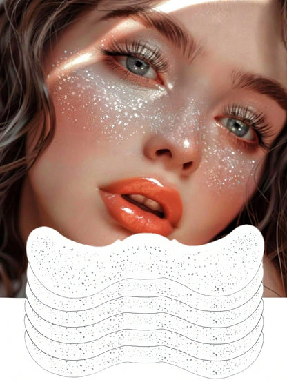 6 Sheets Gold Freckles Glitter Freckles Gold Sparkle Freckles For Women Glitter Freckles Face Tattoo Waterproof Suitable For Dance Music Party Makeup Summer Valentine Day Easter Accessories