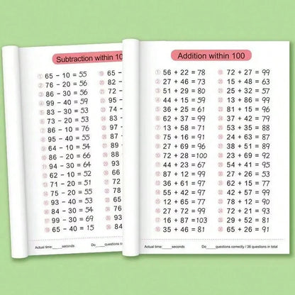 64 Pages Math Workbook For Addition And Subtraction Within 100, Improve Calculation Ability, School Supplies, Learning Materials, Student Rewards