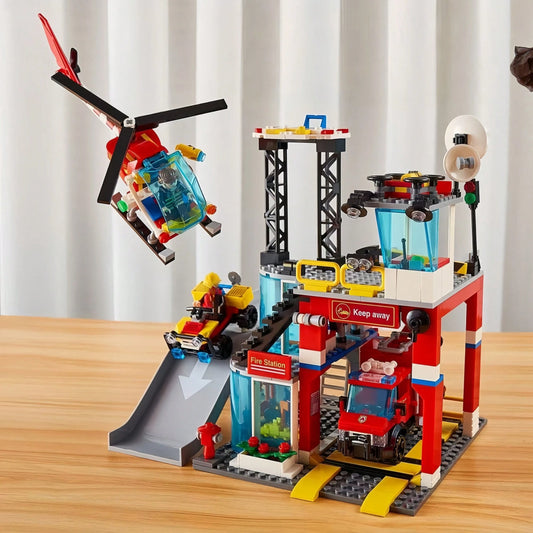 650pcs City Police Station Fire Station Special Police Command Center Building Blocks Set, Multi-Layer Rescue Scene Assembly Blocks, Includes Helicopter And Vehicles, Boys DIY Assembly Toy Halloween