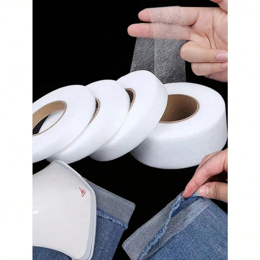 65Meters Self-Adhesive Pants Hem Shorten Paste Hot Melt Double-Sided Tape For Pasting Double-Sided Non-Woven Fabric Lining And Fusible Lining In Clothing Sewing Accessories