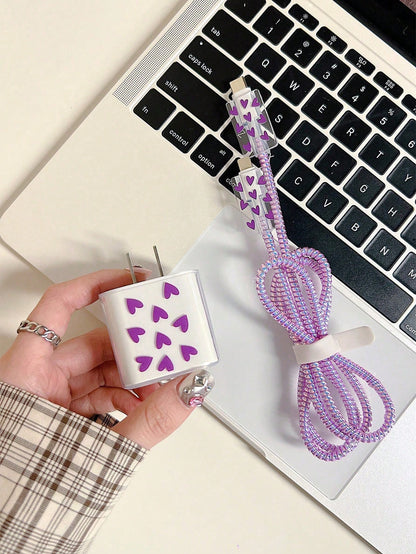 6pcs Eva Data Cable Storage Bag + Heart Shaped 1.5m Cable Winder & Clip, Tpu Charging Head Protector, Compatible With Iphone 12/13/14 Series, 20w Fast Charging Data Cable Cable Organizer