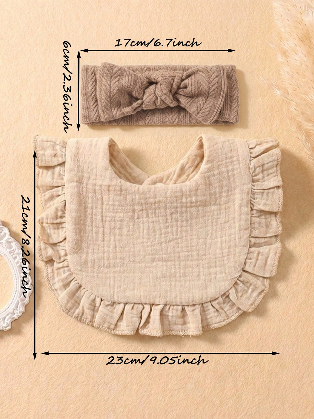 6PCS Girls Princess Summer Fresh Color Cute Ruffle Baby Bibs, Soft Skin-Friendly Baby Bow Headband, Newborn Fontanelle Protection Hair Accessory, Suitable For Daily Versatile Wear