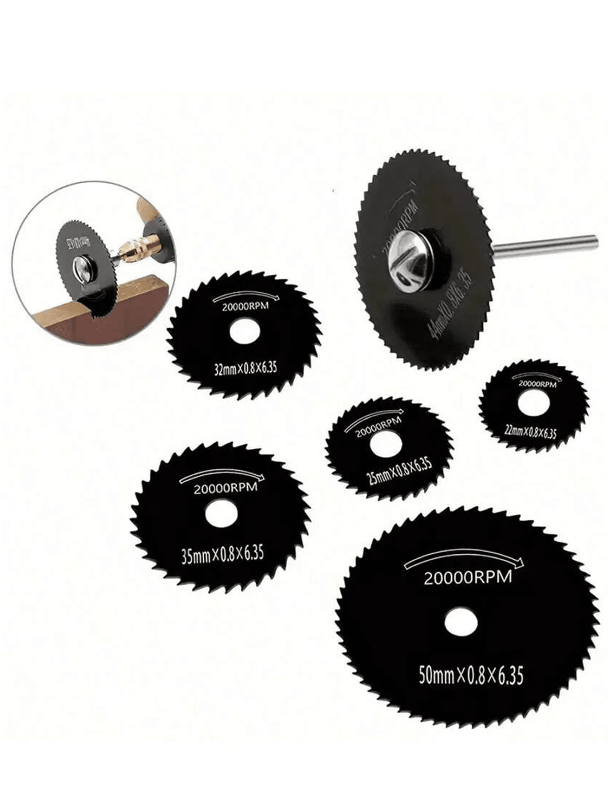 6pcs High Speed Steel Mini Saw Blade Set, Suitable For Wood, Plastic And Metal- Stainless Steel Material With Arbor- Ideal For DIY Enthusiasts And Professionals- Perfect For Small Projects And Repa