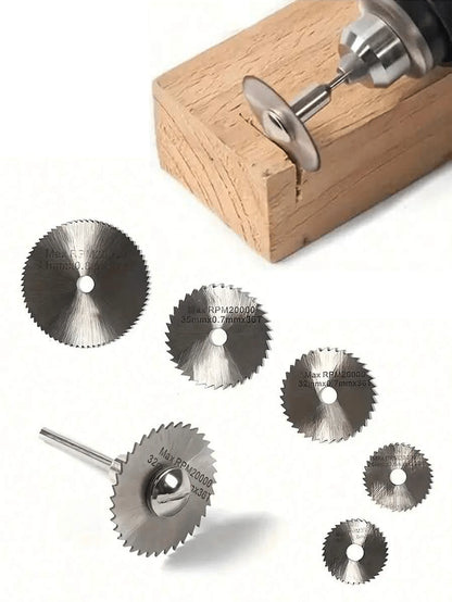 6pcs High Speed Steel Mini Saw Blade Set, Suitable For Wood, Plastic And Metal- Stainless Steel Material With Arbor- Ideal For DIY Enthusiasts And Professionals- Perfect For Small Projects And Repa